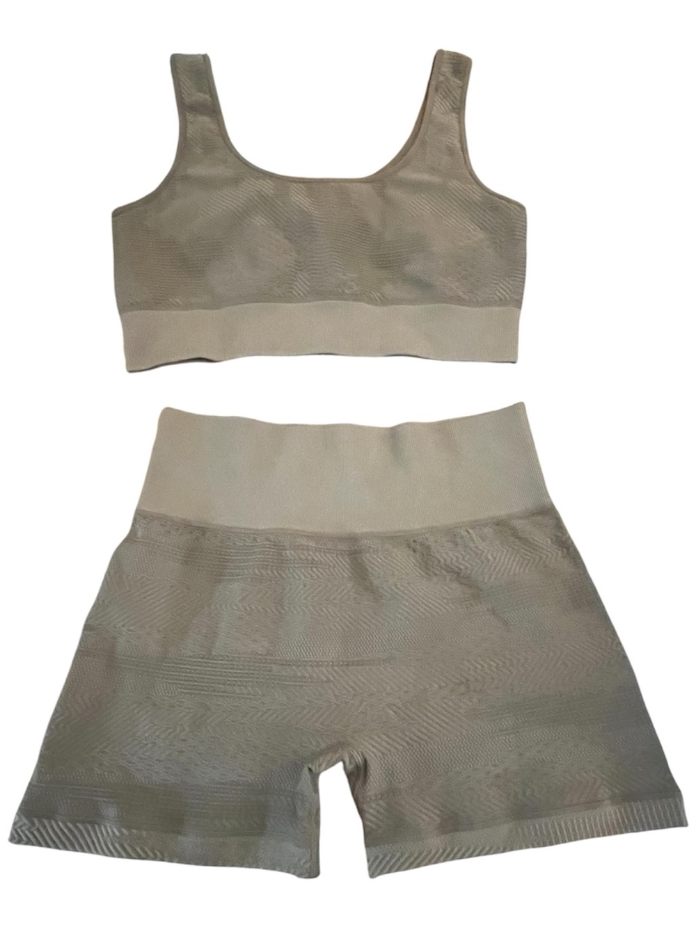 HIIT Brand Seamless High-Waist Athletic Shorts & Crop Top in Beige